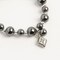 Earth's Jewels Semi-Precious Hematite Natural Grey Round Bracelet, Rhombus Charm